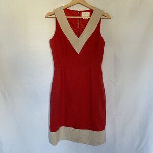 Kate Spade New York Red & Beige V-Neck Sleeveless Dress Size 6 detail